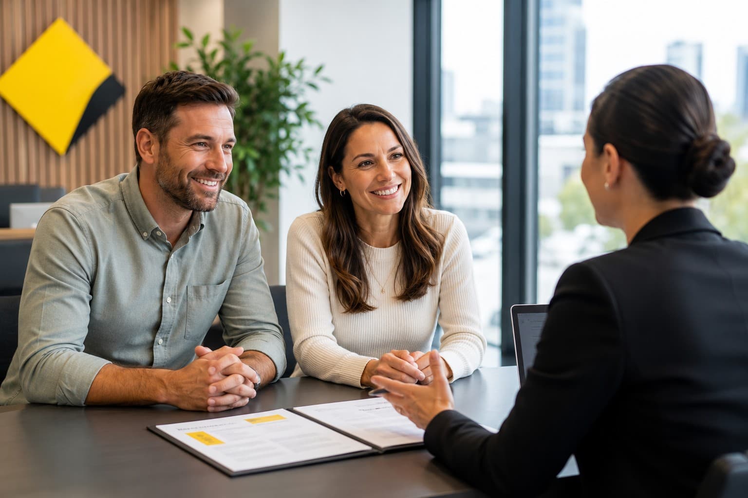 Borrowers discussing loan options with a finance adviser