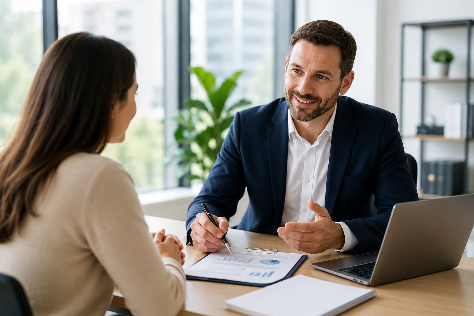 Finance adviser meeting with a customer
