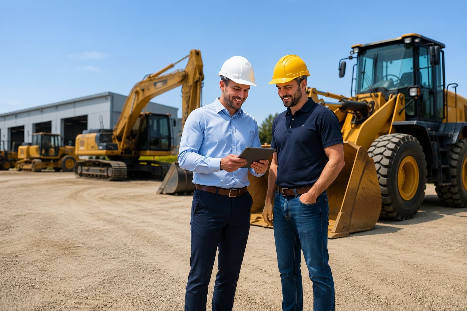 Business owners reviewing equipment finance options