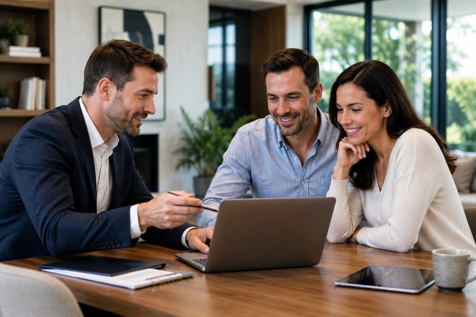 Clients reviewing loan options with a finance adviser